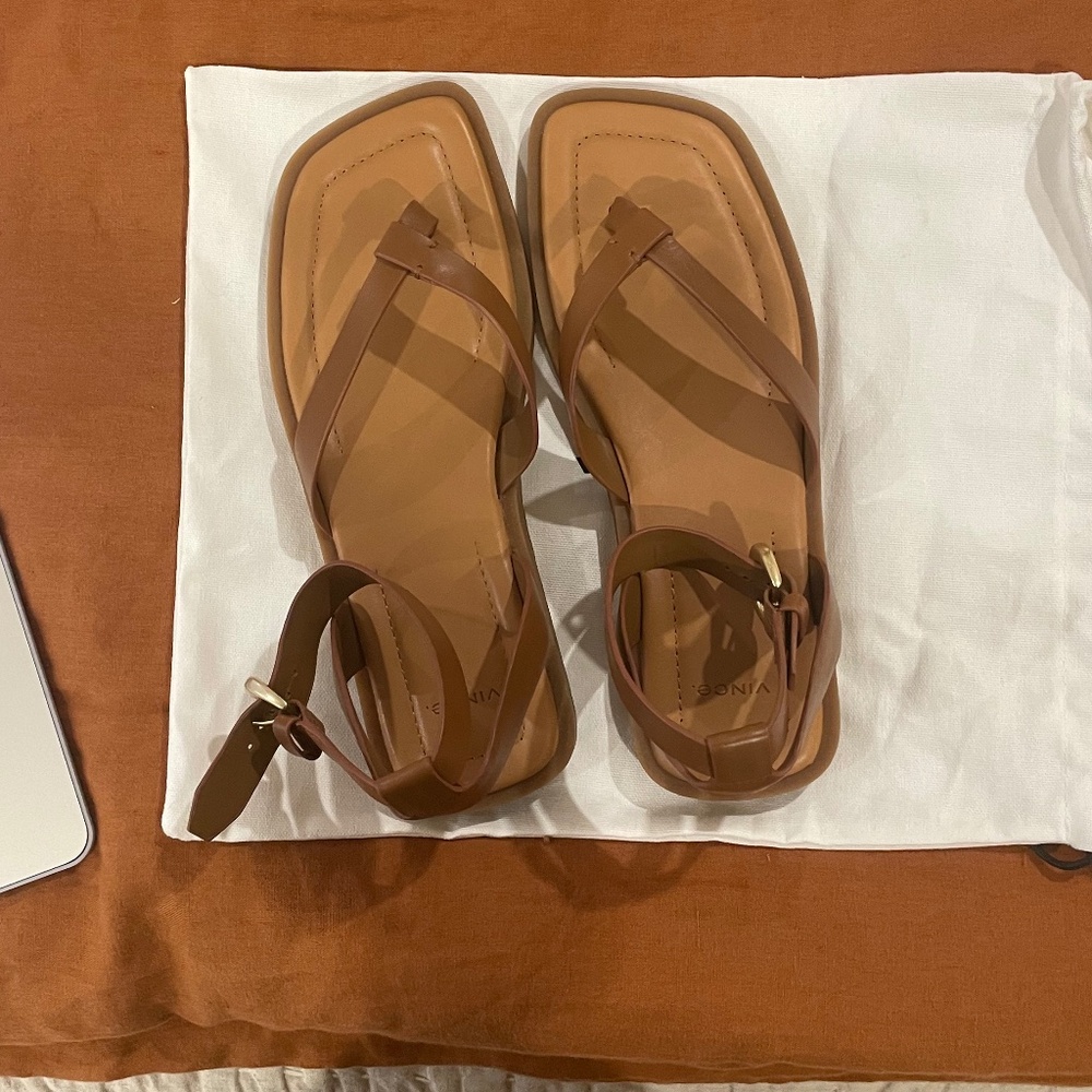 NWOT Vince Samuela Ankle Strap Sandal-Brown - Picture 4 of 5